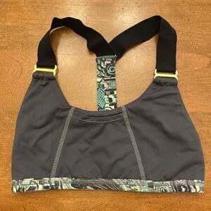 Maaji Ginger Waterfalls Sports Bra, Size Small, Black/Green/Pink